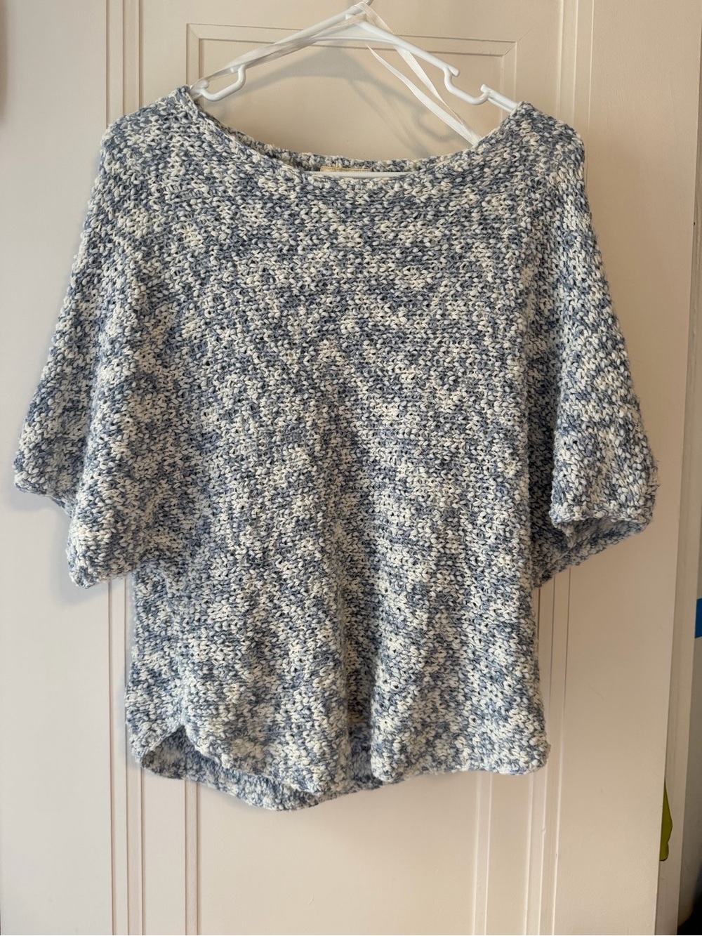 Blue & White Chenille Mix Knit Women's Top